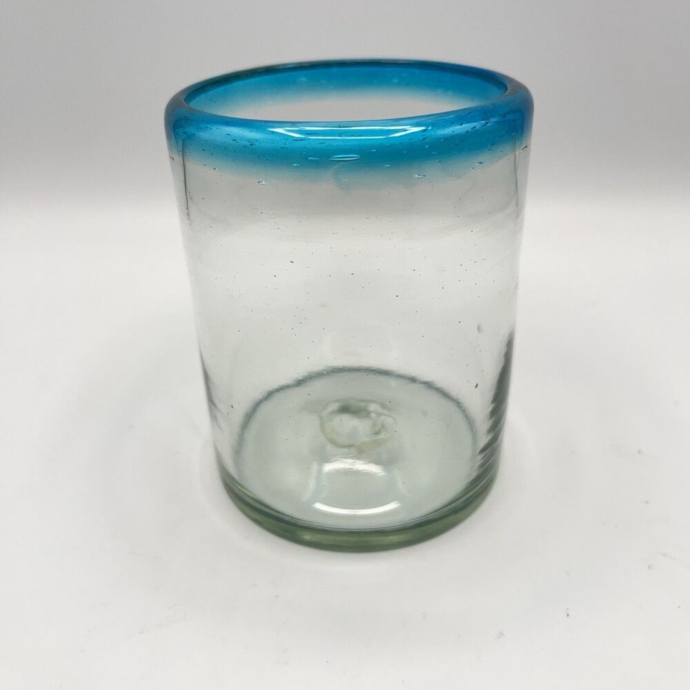 Hand-Blown Tumber Glass AQUA Glass Free-Blown